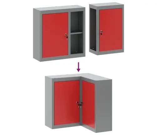 Töökapp Sahtliga Lukuga 10 Pcs Punane Töödeldud Puit Ja Teras