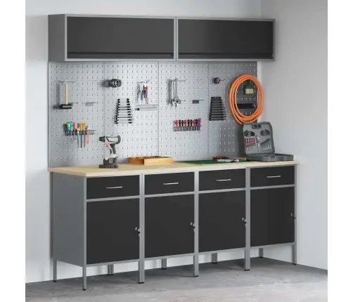 Darba Skapju Komplekts Ar Uzglabāšanu 10 Pcs Melna Vidaxl