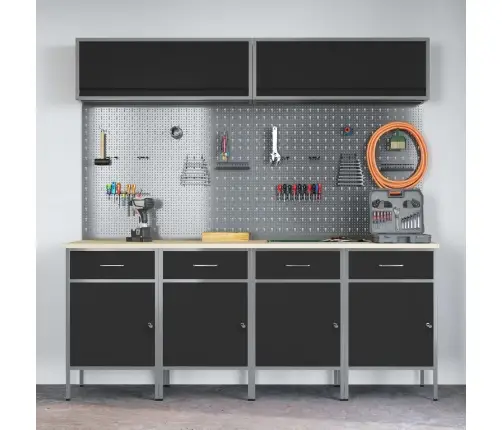 Darba Skapju Komplekts Ar Uzglabāšanu 10 Pcs Melna Vidaxl