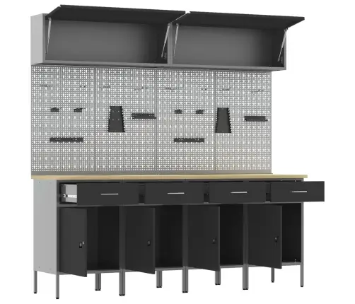 Darba Skapju Komplekts Ar Uzglabāšanu 10 Pcs Melna Vidaxl