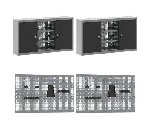 Darba Skapis Ar Atvilktni 10 Pcs Melna 200 X 55 X 200 Cm Vidaxl