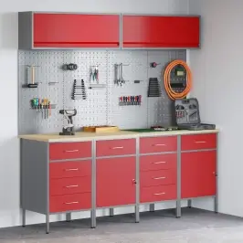 Darba Skapju Komplekts Ar Atvilktni Ar Slēdzeni 10 Pcs Sarkana Vidaxl