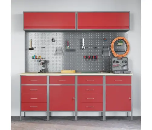 Darba Skapju Komplekts Ar Uzglabāšanu 10 Pcs Sarkana Vidaxl