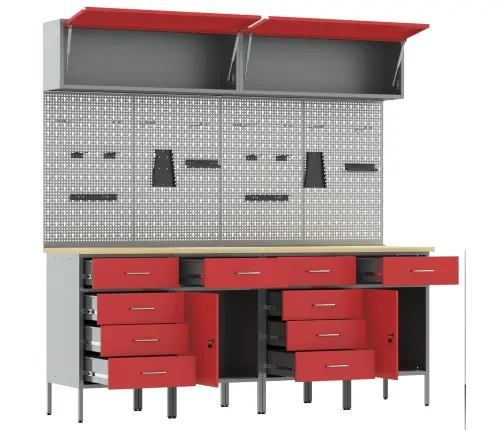 Darba Skapju Komplekts Ar Uzglabāšanu 10 Pcs Sarkana Vidaxl