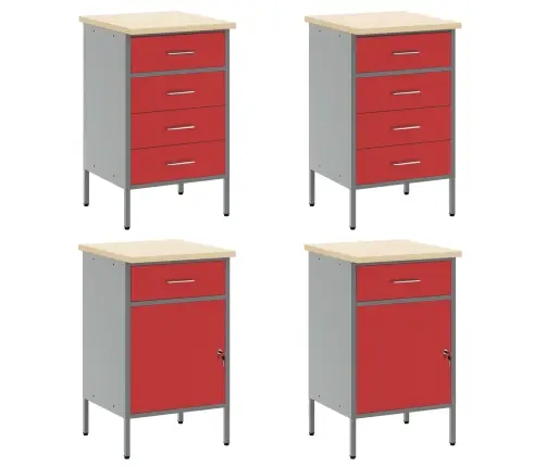 Darba Skapju Komplekts Ar Uzglabāšanu 10 Pcs Sarkana Vidaxl