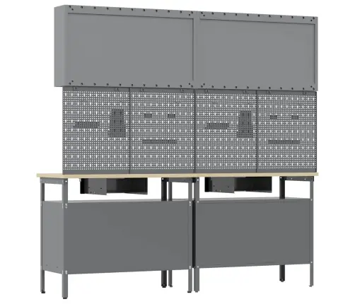 Darbagalda Komplekts Ar Atvilktni Ar Plauktu 8 Pcs Melna Vidaxl