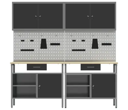 Darbagalda Komplekts Ar Atvilktni Ar Plauktu 8 Pcs Melna Vidaxl