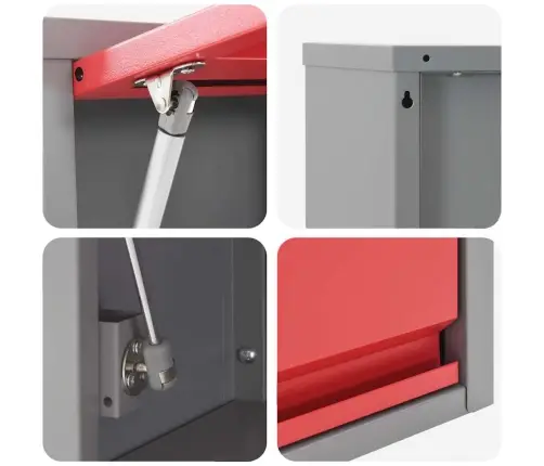 Töölauakomplekt 8 Pcs Punane Ja Hall Pulbervärvitud Teras