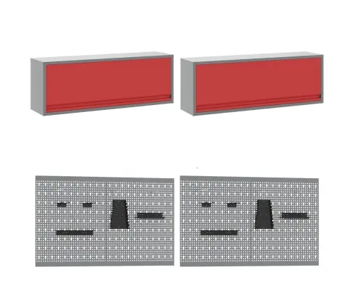 Darbagalda Komplekts Ar Atvilktni 8 Pcs Sarkana Tērauds Vidaxl