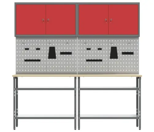 Darbagalda Komplekts Ar Plauktu Ar Uzglabāšanu 8 Pcs Pelēka Vidaxl