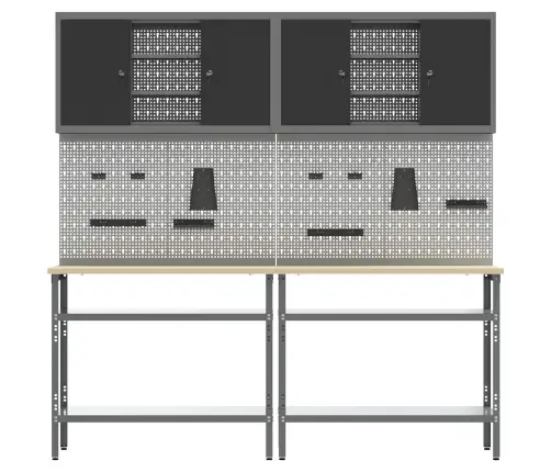 8 Gabalu Darba Galda Komplekts Pelēkā Tēraudā Vidaxl