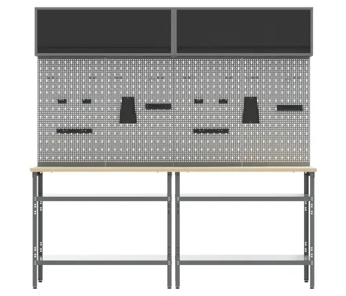 Darbagalda Komplekts Ar Plauktu Regulējams 8 Pcs Pelēka Tērauds Vidaxl