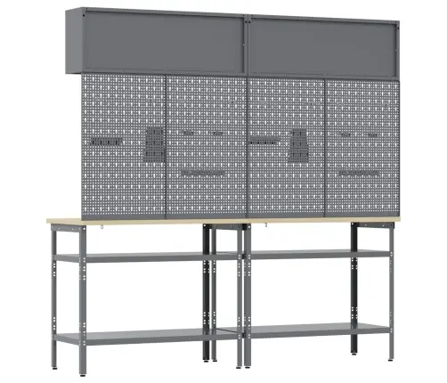 Darbagalda Komplekts Ar Plauktu Ar Uzglabāšanu 8 Pcs Pelēka Vidaxl