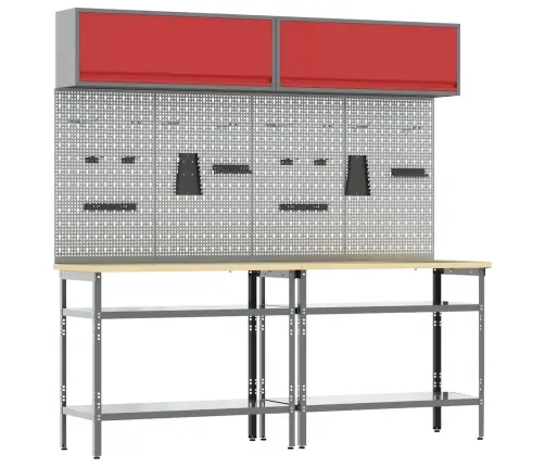 Darbagalda Komplekts Ar Plauktu Ar Uzglabāšanu 8 Pcs Pelēka Vidaxl