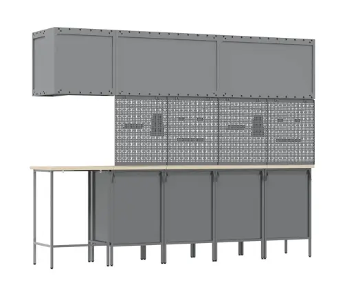 Töökappide Komplekt Sahtliga Riiuliga 12 Pcs Must Ja Hall