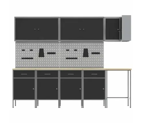 Töökappide Komplekt Sahtliga Riiuliga 12 Pcs Must Ja Hall