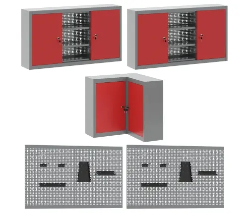 Darba Skapju Komplekts Ar Atvilktni 12 Pcs Sarkans Un Pelēks Vidaxl