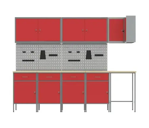 Darba Skapju Komplekts Ar Atvilktni 12 Pcs Sarkans Un Pelēks Vidaxl