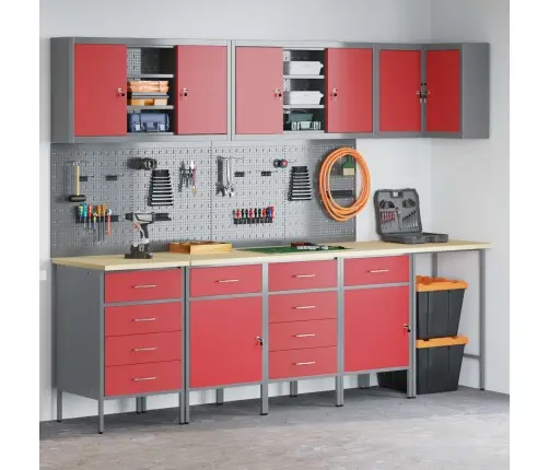 Töökappide Komplekt Sahtliga Riiuliga 12 Pcs Punane Ja Hall