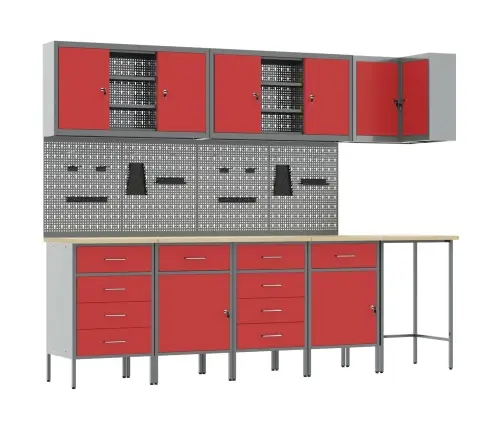 Töökappide Komplekt Sahtliga Riiuliga 12 Pcs Punane Ja Hall