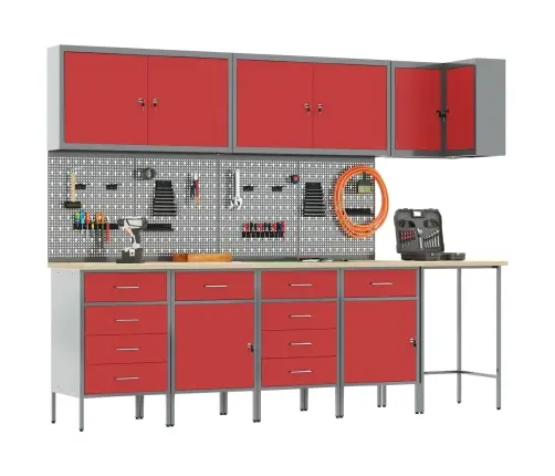 Darba Skapju Komplekts Ar Atvilktni 12 Pcs Melns Un Pelēks Vidaxl