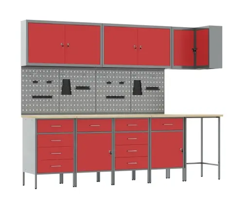 Töökappide Komplekt Sahtliga Riiuliga 12 Pcs Punane Ja Hall