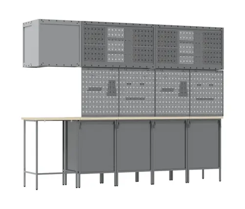 Töökappide Komplekt Sahtliga Riiuliga 12 Pcs Must Ja Hall