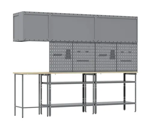 Darba Skapju Komplekts Ar Plauktu 10 Pcs Melns Un Pelēks Vidaxl