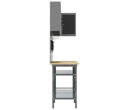 Darba Skapju Komplekts Ar Plauktu 10 Pcs Melns Un Pelēks Vidaxl