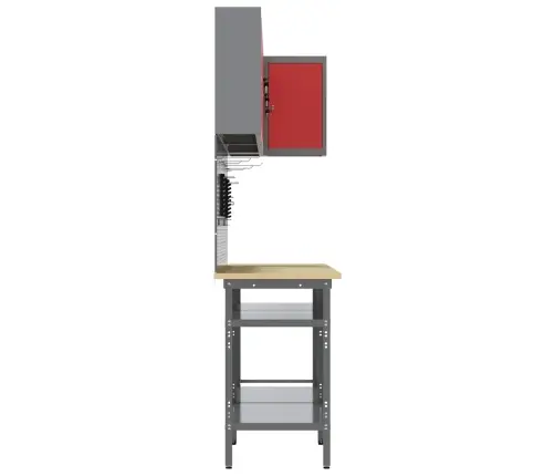 Darba Skapju Komplekts Ar Plauktu 10 Pcs Sarkans Un Pelēks Vidaxl