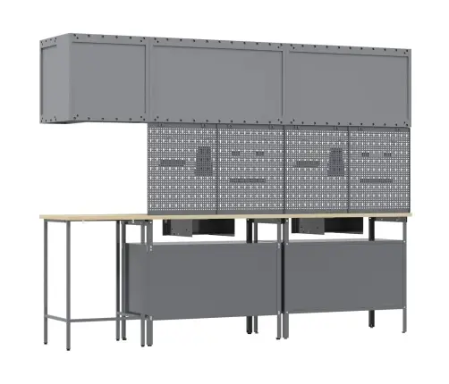 Darba Skapju Komplekts Ar Atvilktni 10 Pcs Melns Un Pelēks Vidaxl