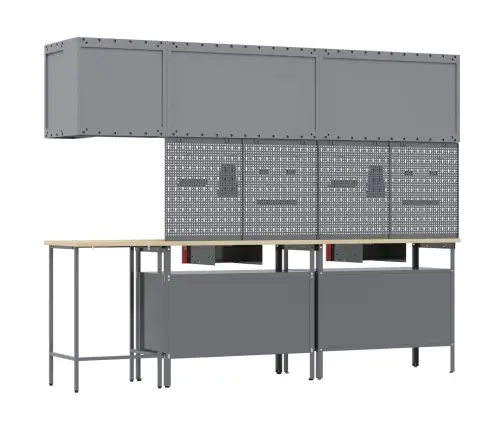 Darba Skapju Komplekts Ar Atvilktni 10 Pcs Sarkans Un Pelēks Vidaxl