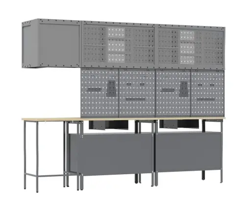 Töökappide Komplekt Sahtliga Riiuliga 10 Pcs Must Ja Hall