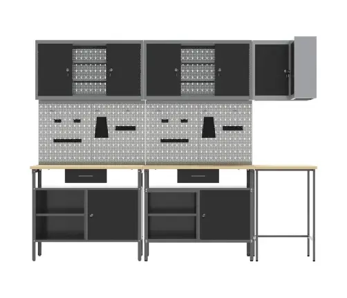 Töökappide Komplekt Sahtliga Riiuliga 10 Pcs Must Ja Hall