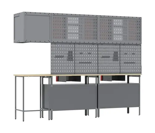 Darba Skapju Komplekts Ar Atvilktni 10 Pcs Sarkans Un Pelēks Vidaxl