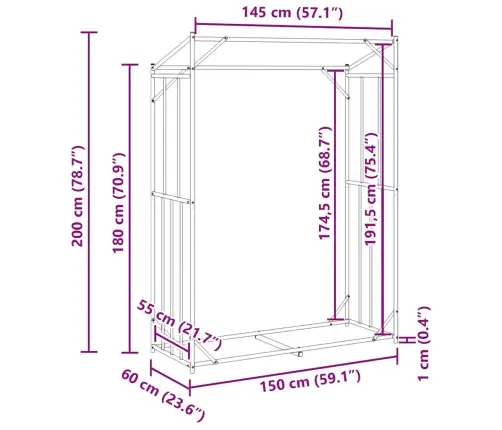 Vidaxl Malkas Plaukts Ar Lietus Pārsegu, 150X60X200Cm, Cinkots Tērauds