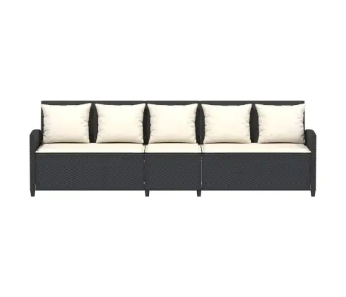 5-Vietīgs Dārza Dīvāns Ar Spilveniem, Melns Polirotangpalmas Vidaxl