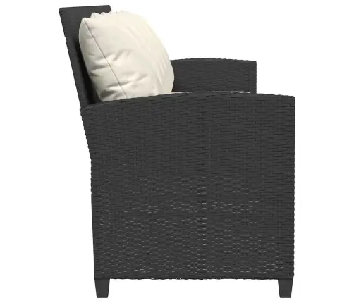 5-Vietīgs Dārza Dīvāns Ar Spilveniem, Melns Polirotangpalmas Vidaxl