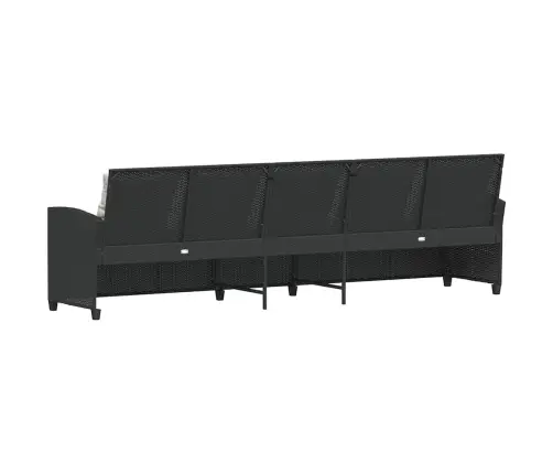 5-Vietīgs Dārza Dīvāns Ar Spilveniem, Melns Polirotangpalmas Vidaxl