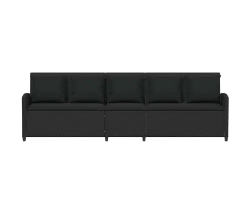 5-Vietīgs Dārza Dīvāns Ar Spilveniem, Melns Polirotangpalmas Vidaxl