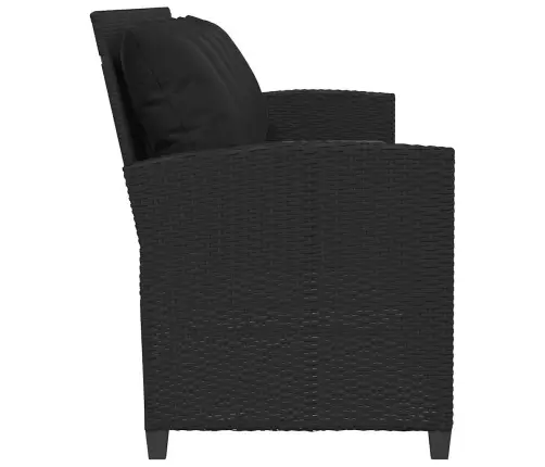 5-Vietīgs Dārza Dīvāns Ar Spilveniem, Melns Polirotangpalmas Vidaxl