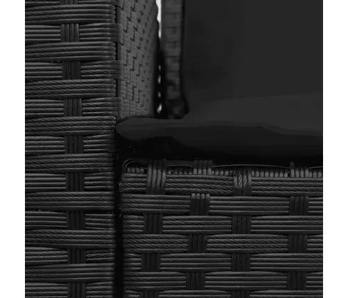 5-Vietīgs Dārza Dīvāns Ar Spilveniem, Melns Polirotangpalmas Vidaxl