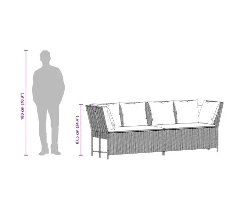 Dārza Dīvāns Ar Spilveniem, Melna Pe Rotangpalma Vidaxl
