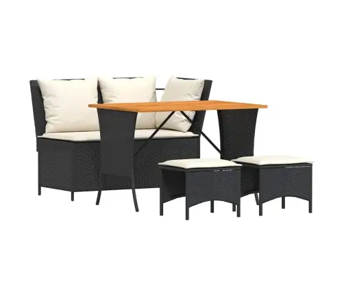 4-Daļīgs Dārza Virtuves Mēbeļu Komplekts, Melna Pe Rotangpalma Vidaxl