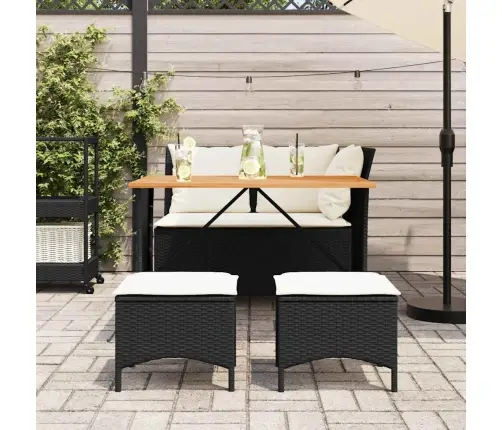 4-Daļīgs Dārza Virtuves Mēbeļu Komplekts, Melna Pe Rotangpalma Vidaxl