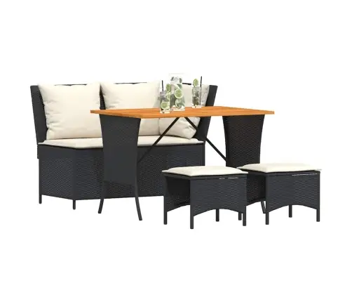 4-Daļīgs Dārza Virtuves Mēbeļu Komplekts, Melna Pe Rotangpalma Vidaxl