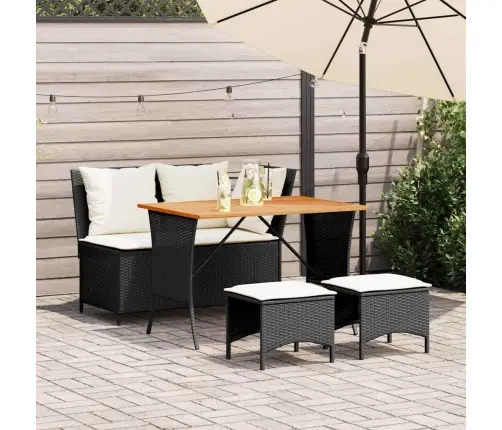 4-Daļīgs Dārza Virtuves Mēbeļu Komplekts, Melna Pe Rotangpalma Vidaxl