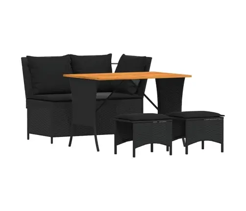 4-Daļīgs Dārza Virtuves Mēbeļu Komplekts, Melna Pe Rotangpalma Vidaxl