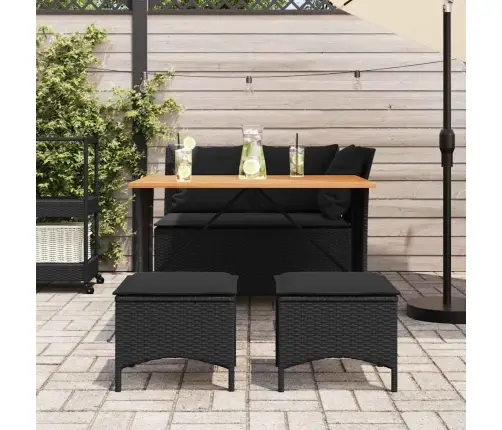 4-Daļīgs Dārza Virtuves Mēbeļu Komplekts, Melna Pe Rotangpalma Vidaxl