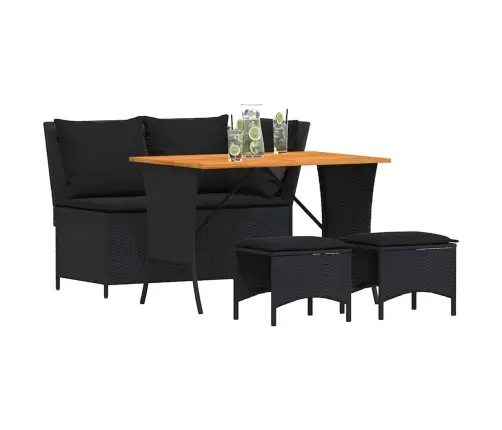 4-Daļīgs Dārza Virtuves Mēbeļu Komplekts, Melna Pe Rotangpalma Vidaxl
